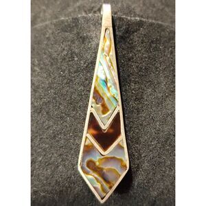 Striking Sterling Silver 925 Vintage Zuni-Style Abalone Inlay Money Tie Clip